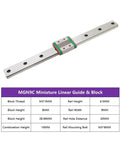 Rail and MGN9 Block Miniature Linear Motion Set for 3D Printer and CNC Projects, 750mm Rail with MGN9C Block with specifications