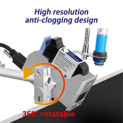 Heavy Duty Industrial Inkjet Printer With 4.3 Inch Touchscreen showing high-resolution anti-clogging design and rotatable feature.