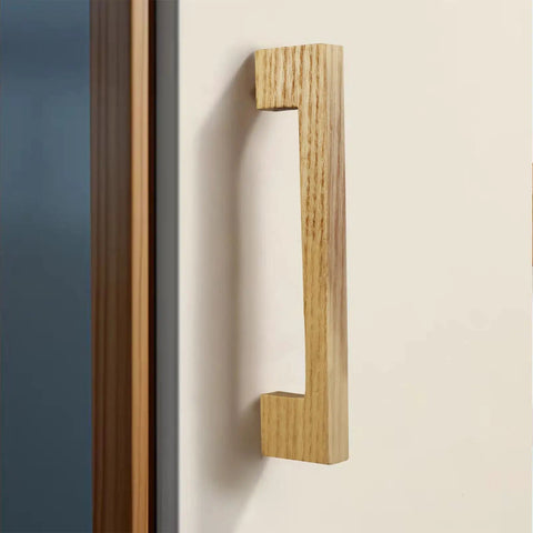 Two Pack Beech Wood Cabinet Handles for Cabinet Cupboard Door Drawer Dresser Solid Wood Pulls with Natural Wood Grain Simple Modern Style 192mm Length