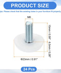 Product size diagram of No More Wobbling With These Premium 24 Pack M6 Screw On Table Feet Adjustable Leveling Glides.