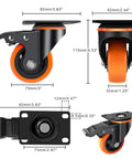 Heavy Duty 3 Inch Caster Set Of 4 With Dual Locking Wheels No Noise Swivel Plate showing dimensions and design details for smooth mobility.