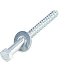 Beefy Heavy Duty Three Eighths Inch By Four Inch Lag Bolt with USS Flat Washer Zinc Plated Carbon Steel Hex Head for Wood