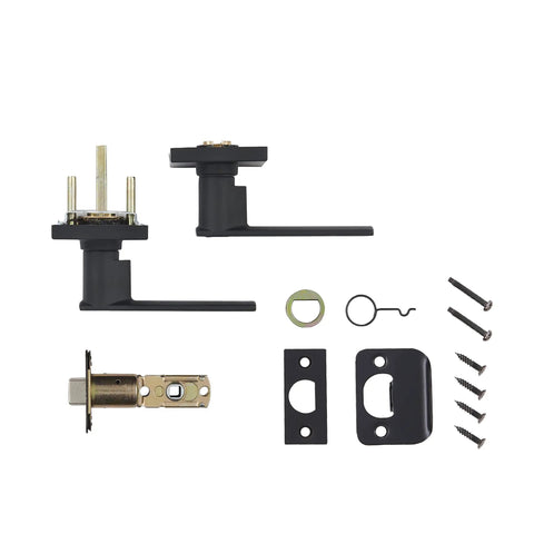 Components of Hall and Closet Door Levers Set, Matte Black, 6-Pack, Interior Passage, Reversible for Right or Left Doors