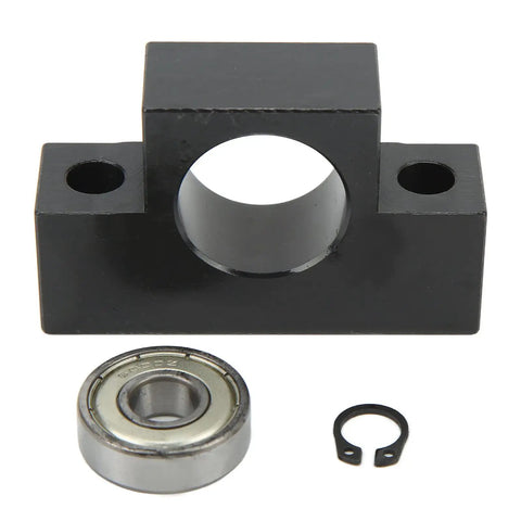 EF12 Ball Screw Support With Bearing For CNC Router And Lathe, Heavy Duty High Carbon Steel Ballscrew Mount Block, shown with bearing