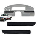 Dash panel bezel inserts for Ford F-Series (1992–1997); gray bezel with two black snap-in trim strips