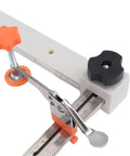 Heavy Duty Universal Draw Slide Guide Jig For Router Templates With Magnetic Quick Fix System showing clamps and precision ruler.
