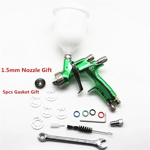 Nail That Sweet Factory Finish With This Top Shelf Air Powered Paint Spray Gun featuring 1.5mm nozzle, green finish, and accessories.
