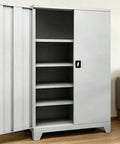 Rock Solid Industrial Rolling Tool Storage Cabinet With Thick Reinforced Drawers Built Like A Tank For Pro Trades interior view with shelves visible.