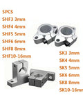 Five Pack SHF10 Linear Shaft Supports For 10mm Rods Precision Bearing Blocks For CNC Routers and 3D Printers displayed from above.