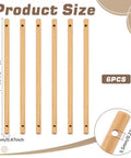 Six Top Shelf Wooden Dowel Rods With Dual Center Holes 11 8 Inch Solid Hardwood Sticks aligned for DIY crafts, 30cm length, 12mm thick.