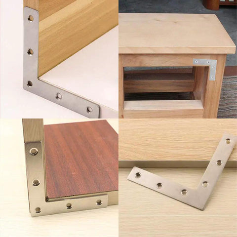 5 To 12 Pieces Stainless Steel L Shaped Corner Brace Set With Flat Plate Brackets And Screws for Right Angle Repairs on Wood Furniture