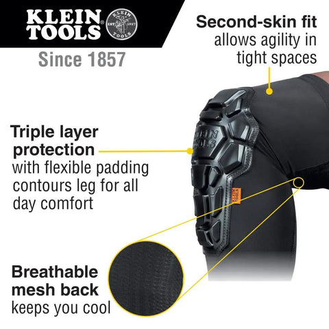 Heavy Duty Knee Pad Sleeves With Triple Layer Padding, breathable mesh back and elastic cuff for comfort and flexibility.