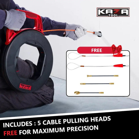 Heavy Duty Polyester Fish Tape And Wire Puller For Electrical Conduit Runs Built Tough With Snag Free Traction, showing pulling heads.