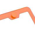 Close-up of Orange 8K Mirror Polished Stainless Steel License Plate Frame corner with screw cap, slim modern design.