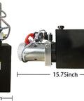 ParnicoTech 6 Quart Hydraulic Power Unit, 12V DC Single Acting Pump, steel reservoir, 15.75 x 8.86 inches for dump trailer and car lifting.