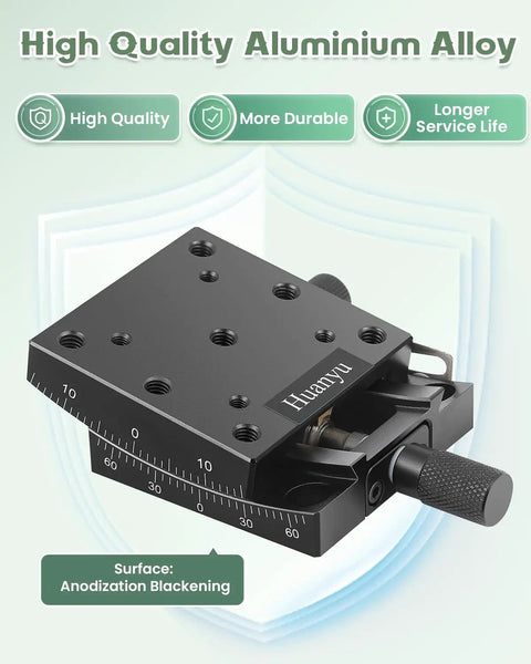 Precise Manual Goniometer Stage 65x65mm With Optical Positioning Sliding Table Plus Minus 10 Degree Tilt Dovetail Platform Indexing Table A Real Workhorse For High Precision Micropositioning And Angle Adjustment, anodized aluminum platform with handwheel adjustment, high quality display.