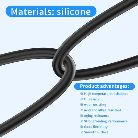 Close-up of intertwined black silicone hoses highlighting material properties for Six Piece Five Foot Silicone Vacuum Hose Kit With Six Diameters From One Eighth To Three Eighth Inch And One Hundred Thirteen Nylon Connectors For Automotive, Marine, And Industrial Vacuum Line, Turbo, Cooling, And HVAC Tubing.