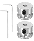 4mm Bore 16mm OD Single Groove Aluminum V Belt Pulley Kit With Hex Wrench For Motor Shafts Drilling Machines 2 Pack 4mm PU Round Belts Silver two pulleys and two hex keys