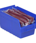 Blue Plastic Nesting Storage Bins Set Of 10 12 Inch 6 Inch 6 Inch Pantry Organizer with items inside