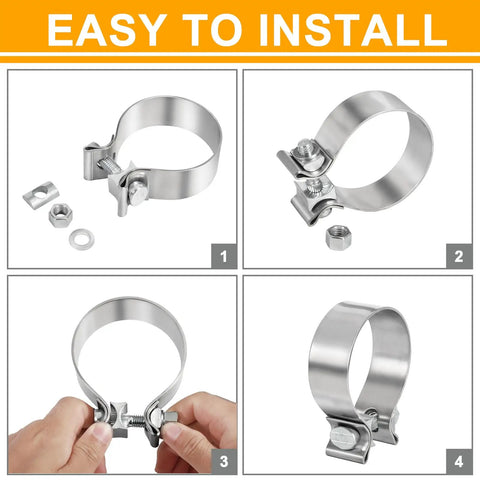 3 Inch Exhaust Clamp Stainless Steel Narrow Band Beefed Up For 3 Inch OD Pipe Muffler Clamp Two Pack Premium Grade