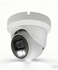 5MP Color Vu Full Color Night Vision Vandal Dome PoE IP Camera Outdoor 2.8mm Wide Angle H265 IP67 Waterproof NVR Ready Requires NVR For Operation Not Standalone, white camera, angled view
