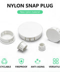 210 Piece White Plastic Screw Hole Plugs For Round Holes Nylon Panel Knockout Flush End Caps on white background