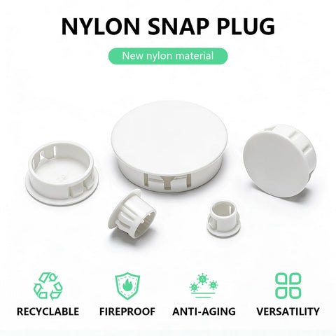 210 Piece White Plastic Screw Hole Plugs For Round Holes Nylon Panel Knockout Flush End Caps on white background