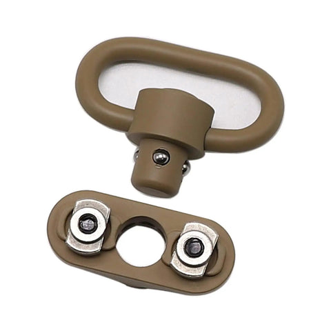 Rock Solid QD Sling Swivel And M System Rail Adapter featuring quick detach fitment and bulletproof tan finish.
