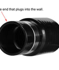 Front view of black 1-1/4-inch central vacuum hose adapter with metal ring.