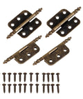 Rotating Concealed Hinge Set For Vintage Wood Boxes And Cabinets Antique Bronze Finish 4 Pieces 6 Holes 70x35mm shown with screws