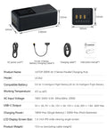 Dimensions and features of 200W Parallel Drone Battery Charger Hub for DJI Air 3 and Air 3S on white background