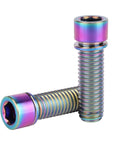 Rainbow titanium M8x25mm bicycle stem bolts with washers, 2-pack