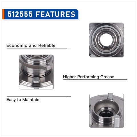 Features of Rear Wheel Bearing Hub Assembly 512555 Direct Fit For 2015 Through 2023 Chrysler 300 Dodge Challenger Charger Replacement