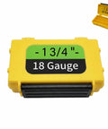 Heavy Duty Hard Shell 18 Gauge Brad Nail Strip Keeper Case Stops Broken Strips And Keeps Your Full Length Straight Brads Safe From Getting Crushed In Your Tool Sack, yellow storage case front view.