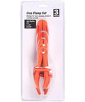 Three Pack Hose Pinch Off Pliers In Red Nylon For Automotive Fuel Line Clamps And Brake Radiator And Coolant Hoses Heat Resistant And Nonconductive Clamp Tool Set For Safe Fluid Line Maintenance packaged view