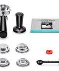 Top Shelf Espresso Machine Featuring A Bright Lcd Screen And Heavy Duty Steam Wand For Pulling Silky Shot Perfection And Rich Houseblend Favorites Whenever You Wanna Sip. Accessories including portafilter, tamper, filter baskets, and scoop.