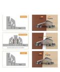 6 views of 4 Pack 90 Degree Soft Closing Spring Hinges No Pre Drilling Required Noiseless Hidden Cabinet Hinge For Cabinets And Furniture 4 Inch Normal Type Nickel Plated Cold Rolled Steel Easy Install Durable Budget Friendly Hardware; illustrations show overlay, half overlay, and inset installations.
