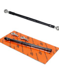 Black Adjustable Shifter Linkage Rod For Harley Davidson Softail Touring And Trike Ride Ready 11.5 To 12.5 Inch 6061 T6 Aluminum With Stainless Steel Joints And Five Sixteenths Inch Stud Compatibility, shown with joints