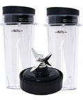 6 Fin Blender Blade Replacement With 2 Pack 16oz Single Serve Cups, Easy Snap On Fit, Works With BL660 BL740 BL770 BL780