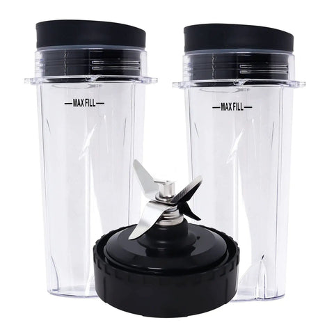 6 Fin Blender Blade Replacement With 2 Pack 16oz Single Serve Cups, Easy Snap On Fit, Works With BL660 BL740 BL770 BL780