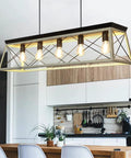 Five Light Industrial Kitchen Island Pendant Light Fixture With Oak White Frame Farmhouse Metal Chandelier Ceiling Hanging