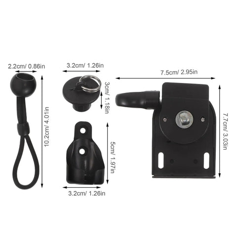 Cabilock Universal Bungee Kit Replacement Parts For Porch And Garage Roller Blinds Featuring Durable Plastic Metal Brackets Plus Safety Cord Locks And Knot Tie Holders For Outdoor Living Room Shade Control. black bungee kit parts with size labels