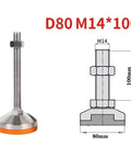 Heavy Duty Adjustable Leveling Feet Four Pack Rock Solid Carbon Steel Screw In Floor Stabilizers 80Mm Wide Base with threaded shaft.