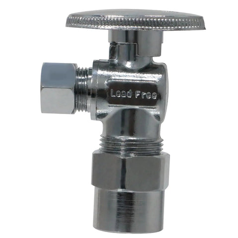 Ten Pack of Three Eighths Inch OD To Half Inch CPVC Angle Stop Valves, Brass, One Fourth Turn, NSF 61 ASSE 1061 Certified