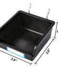 Ten Pack Pegboard Bins With Hooks And Labels For Organizing Accessories In Black Durable Polypropylene That Holds Up To 22 Lbs Round Corner Design