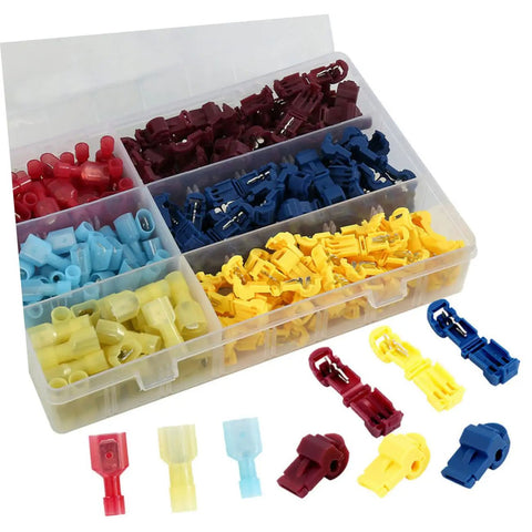 Solid 200 Pc Heat Shrink Wire Crimp Connectors Weather Pack Terminals With Insulated Speaker Box And Auto Wire Tap Kit For Heavy Duty Electrical Work That Is Totally Reliable, assorted terminals in organizer case