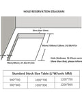 Hole reservation diagram for Super Heavy Duty Telescopic Attic Ladder size specifications and dimensions.