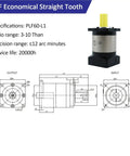 PLF60 60Mm High Precision Planetary Gearbox Reducer 50 To 1 Ratio with detailed dimensions and specifications.