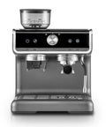 Front view of Built In Grinder Coffee Maker With Milk Frother Fully Automatic Espresso Machine Portable All In One Coffee Pot Dark Grey Finish