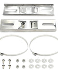 Pole Mounting Kits For Outdoor Electrical Boxes With Adjustable Clamps In 304 Stainless Steel, 50 To 200mm Range, components displayed